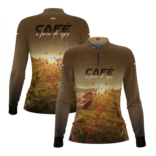 Camisa Agro Feminina Brk Café A Força do Agro com Proteção Solar UV50+ - Brk Agro
