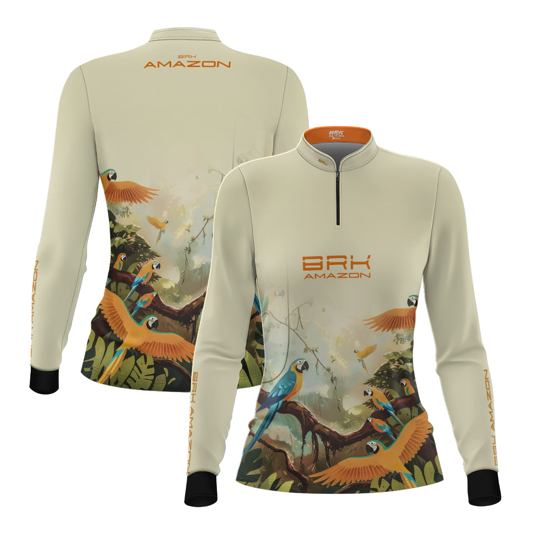 Camisa de Pesca Feminina Brk Amazon Araras com Proteção UV50
