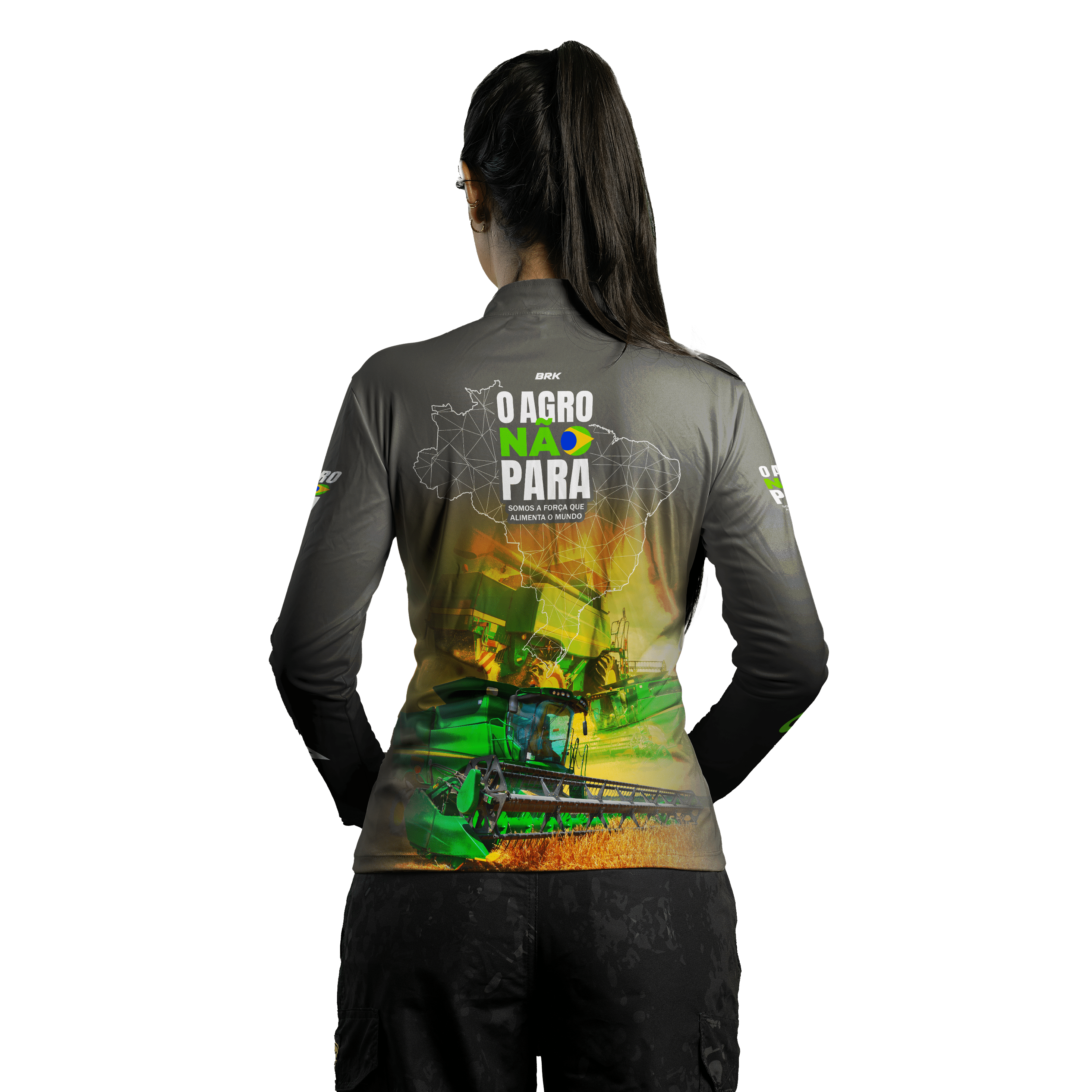 Camisa Agro Brk O Agro Não Para Trator Verde Claro com UV50+ - BRK AGRO