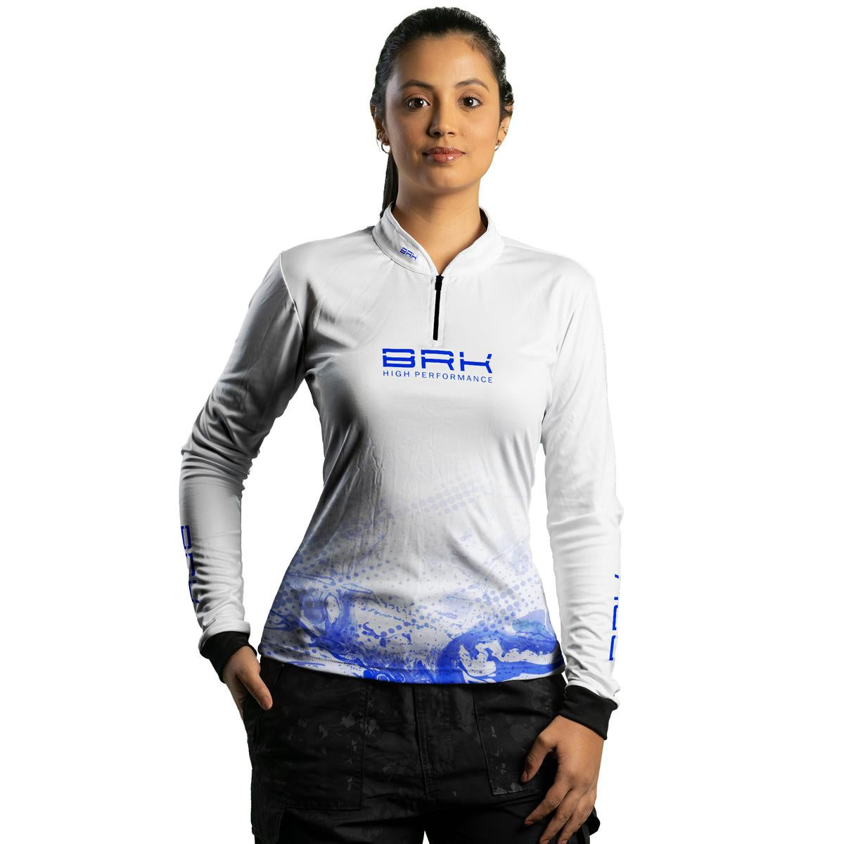 Camisa Agro Brk Feminina Azul e Branca com Proteção Solar UV50+ - Brk Agro