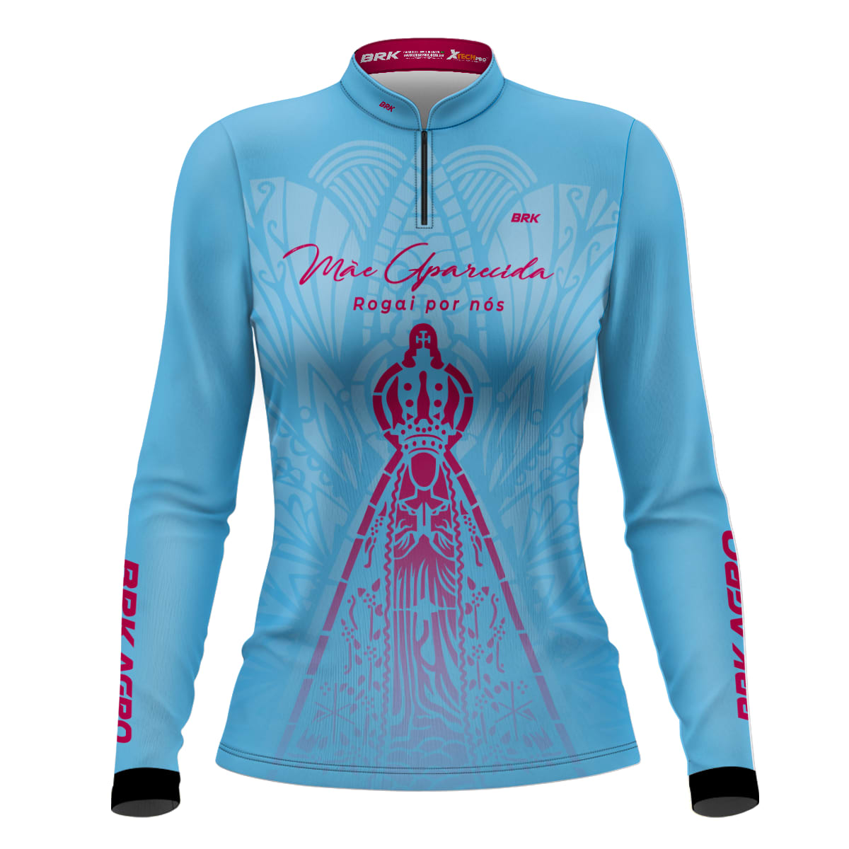 Camisa Agro Brk Feminina Mãe Aparecida Azul Clara com Proteção Solar UV50+ - Brk Agro