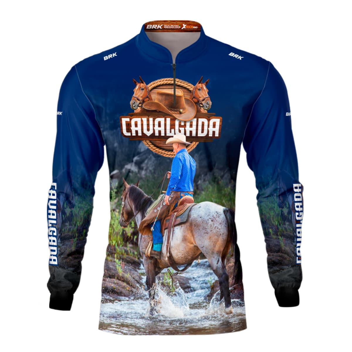 Camisa Agro Brk Cavalgada Azul com Proteção Solar UV50+ - Brk Agro