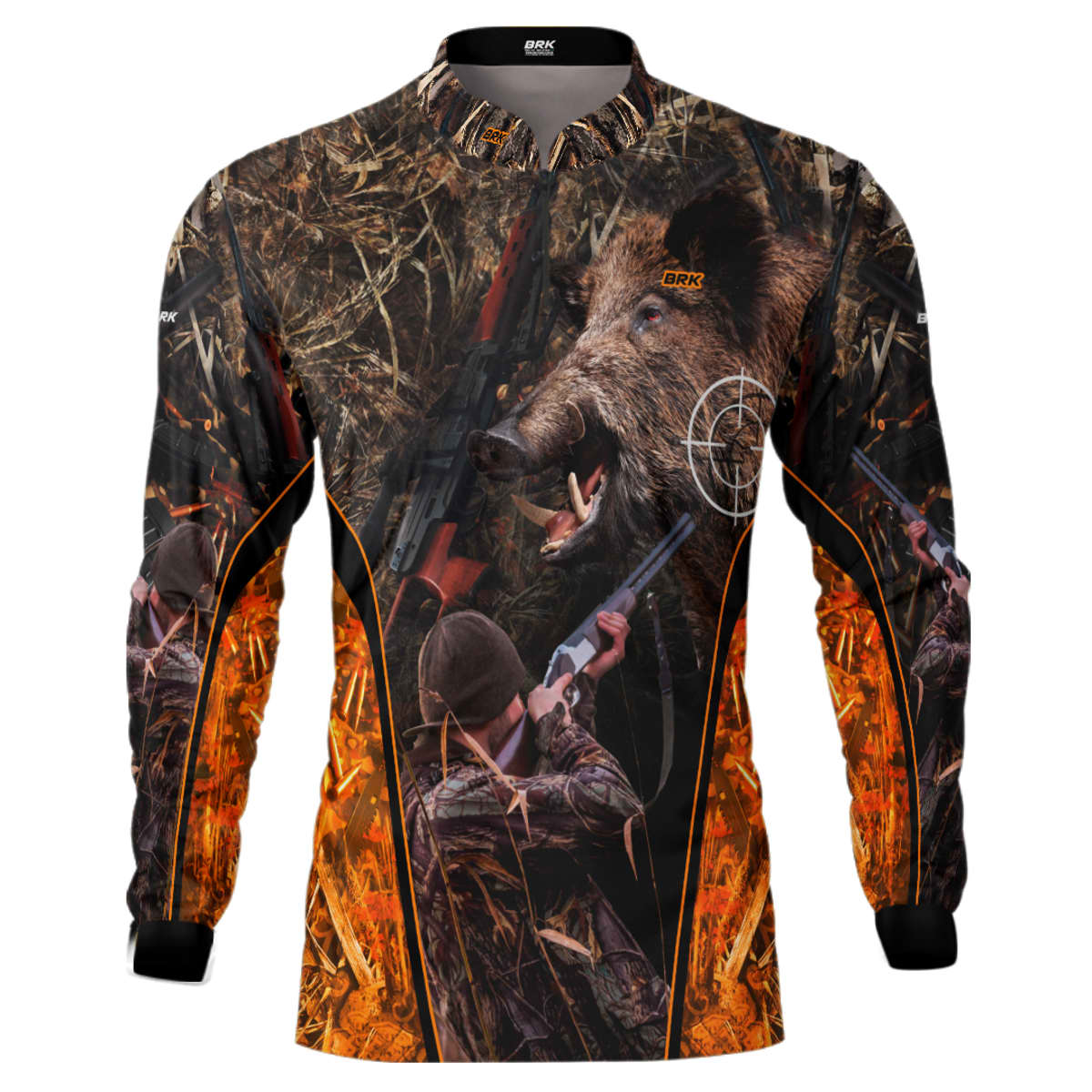 Camisa Agro Brk Camuflado Laranja Javali com Proteção Solar UV50+ - Brk Agro