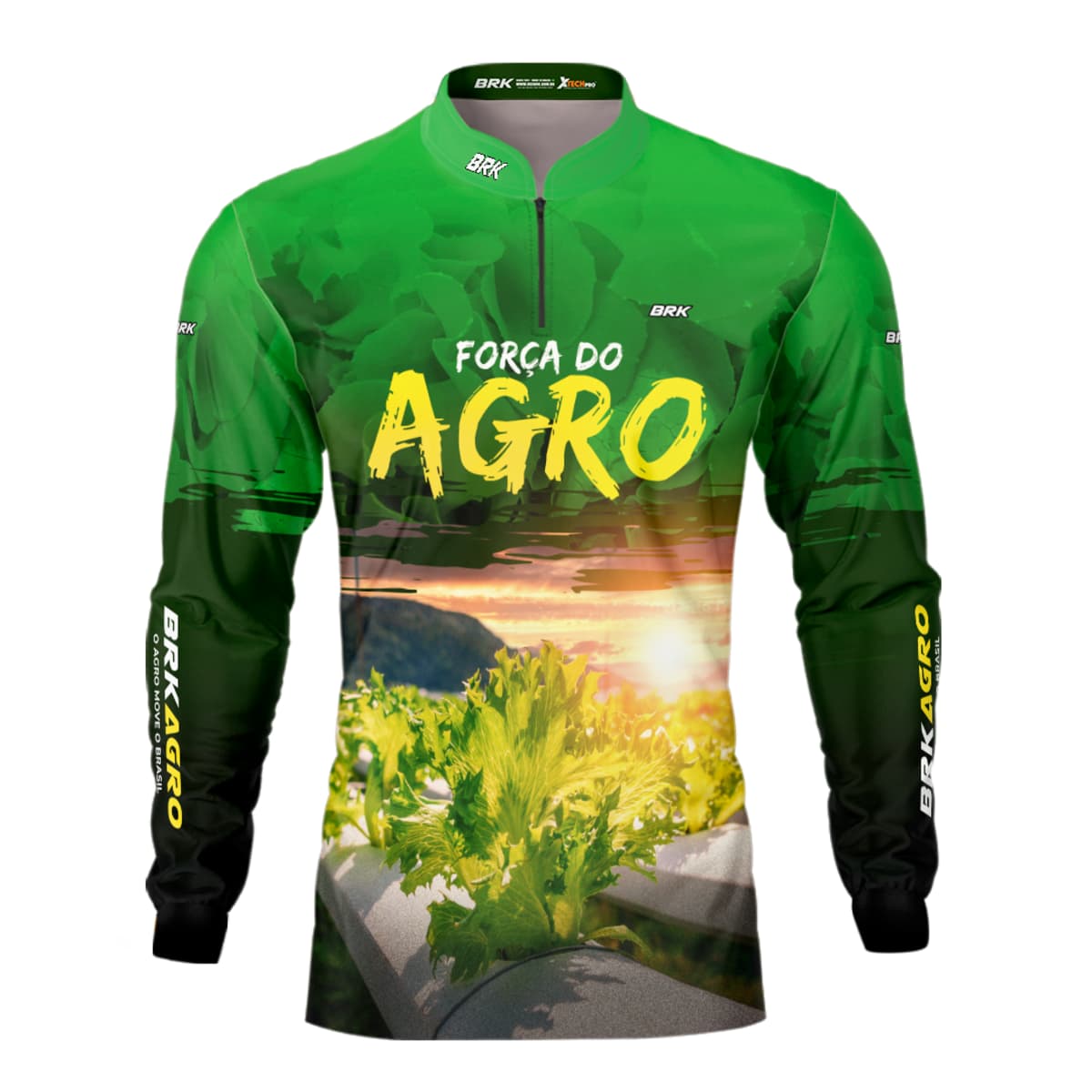 Camisa Agro Brk Força do Agro Hidroponia Alface com Proteção Solar UV50+ - Brk Agro