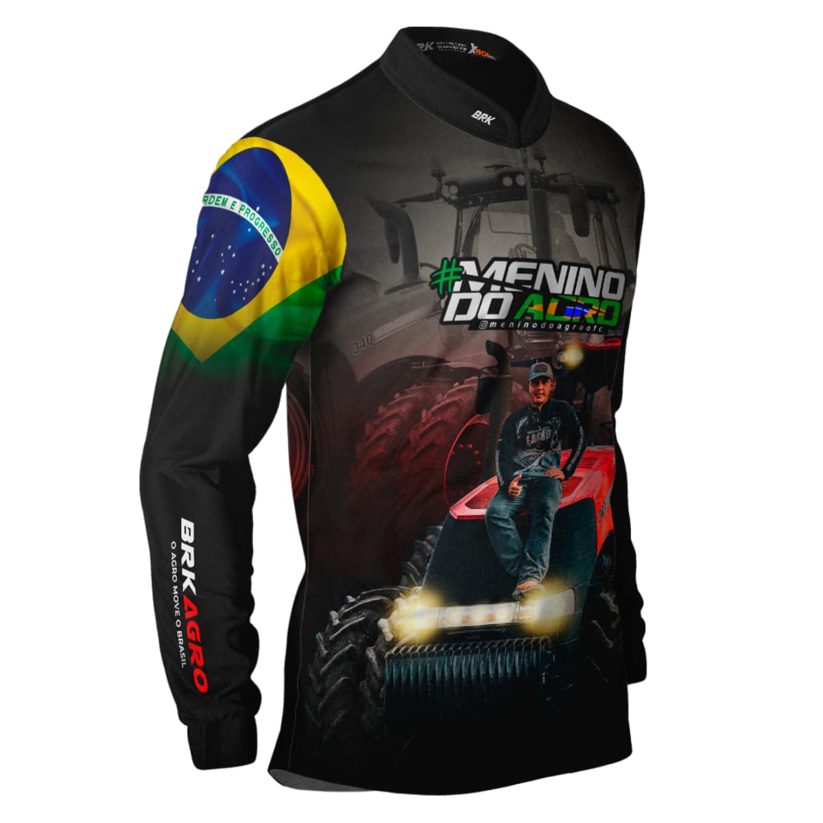 Camisa Agro Brk Menino do Agro Trator Vermelho com Proteção Solar UV50+ - Brk Agro