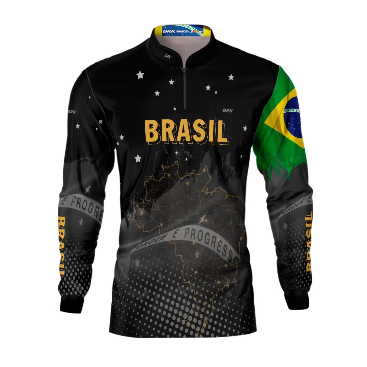 Camisa Agro Brk Brasil Preta com Proteção Solar UV50+ - Brk Agro