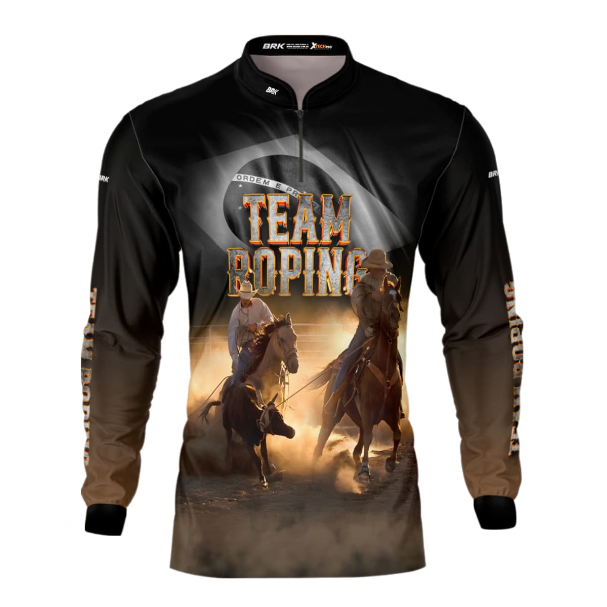 Camisa Agro Brk Team Roping Preto com Proteção UV50+ - BRK AGRO