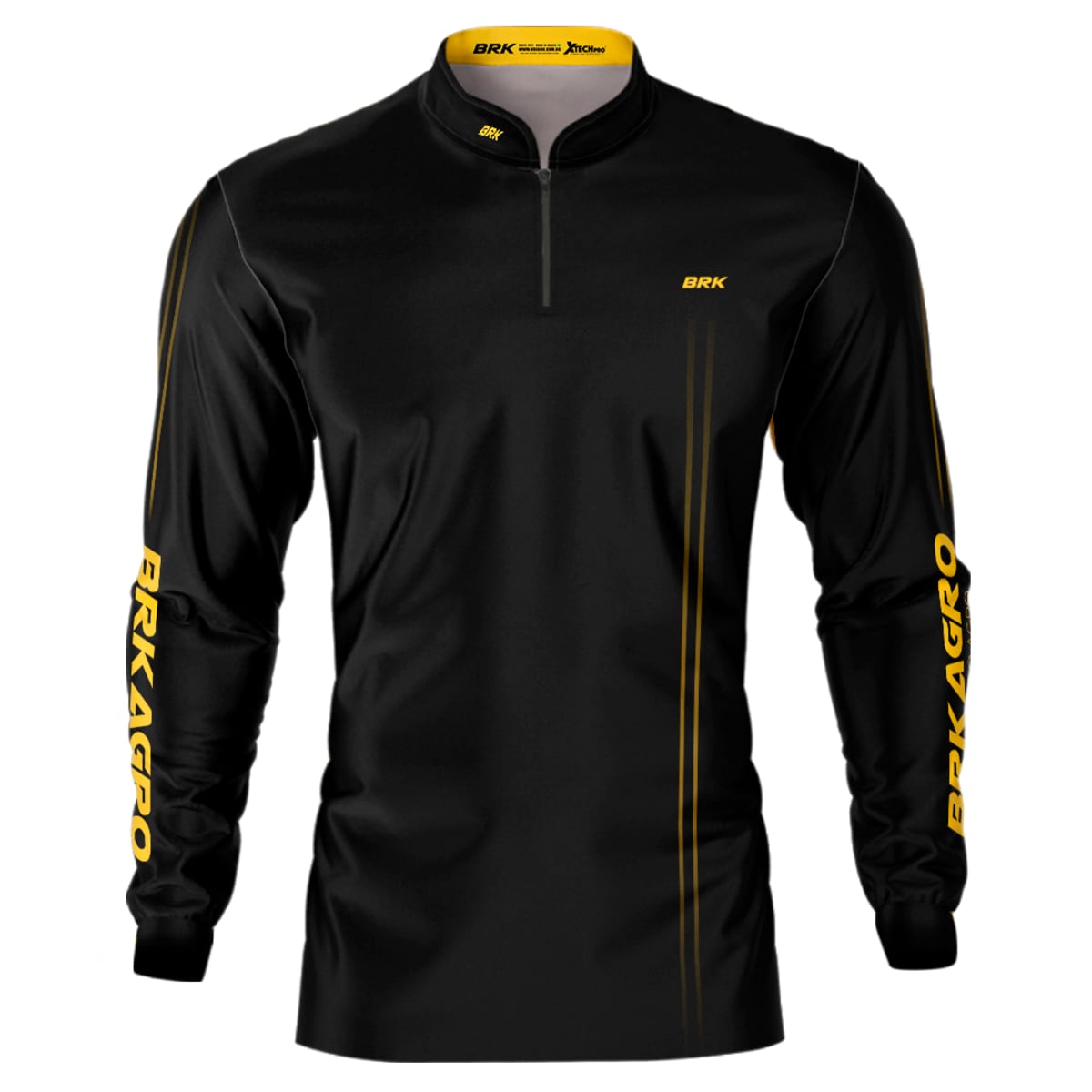 Camisa Agro Brk Básica Preto e Amarelo com Proteção Solar UV50+ - Brk Agro
