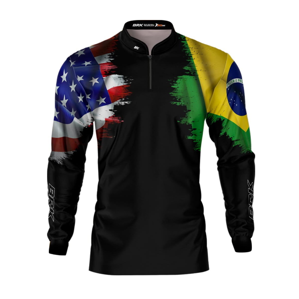 Kit 2 Camisas Básicas Brk Brasil EUA Mescla Azul com Proteção UV50+ - Brk Agro