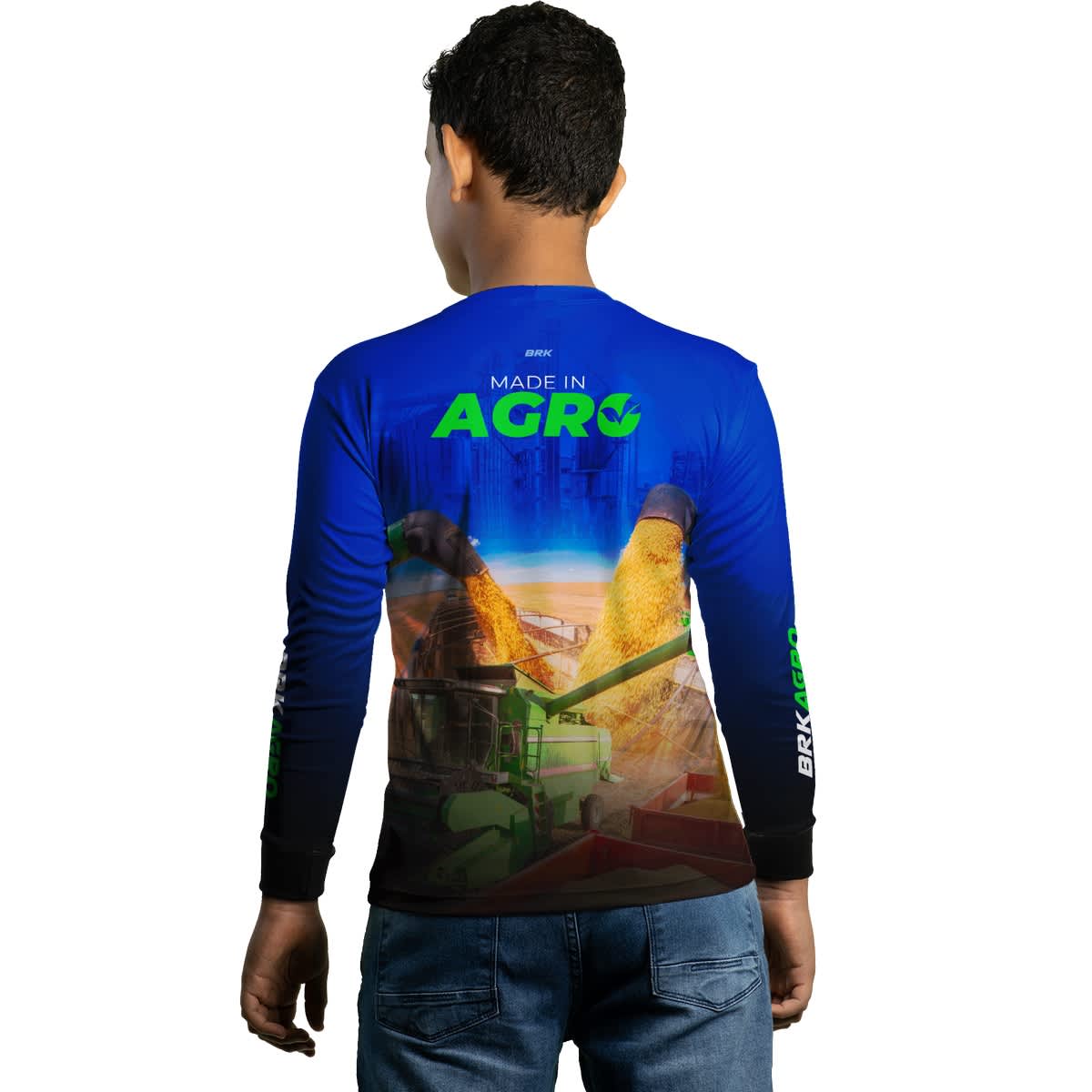 Camisa Infantil Agro Brk Azul Made in Agro Cultivo de Soja com UV50+ - Brk Agro