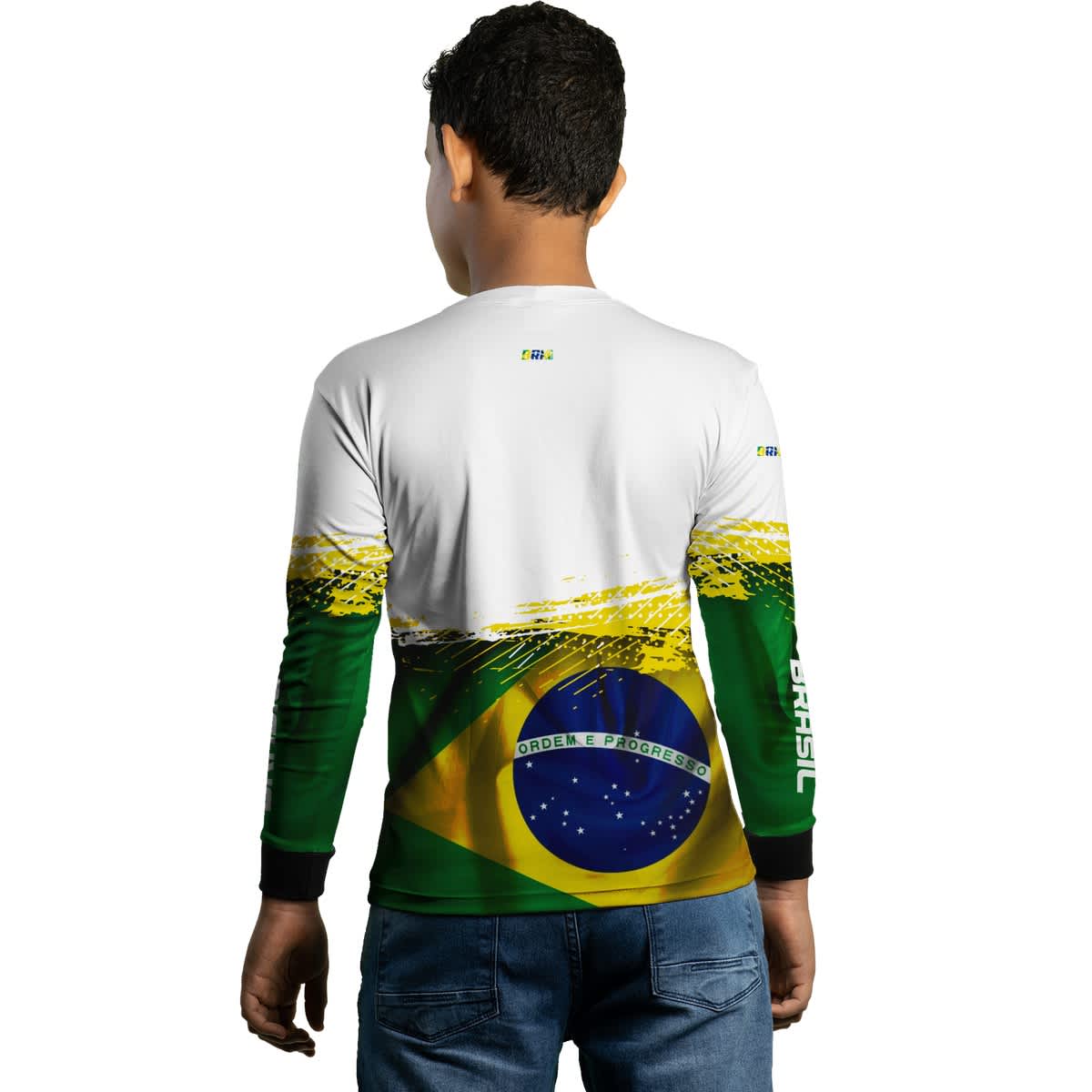 Camisa Infantil Agro Brk Brasil Branca com Proteção Solar UV50+ - Brk Agro