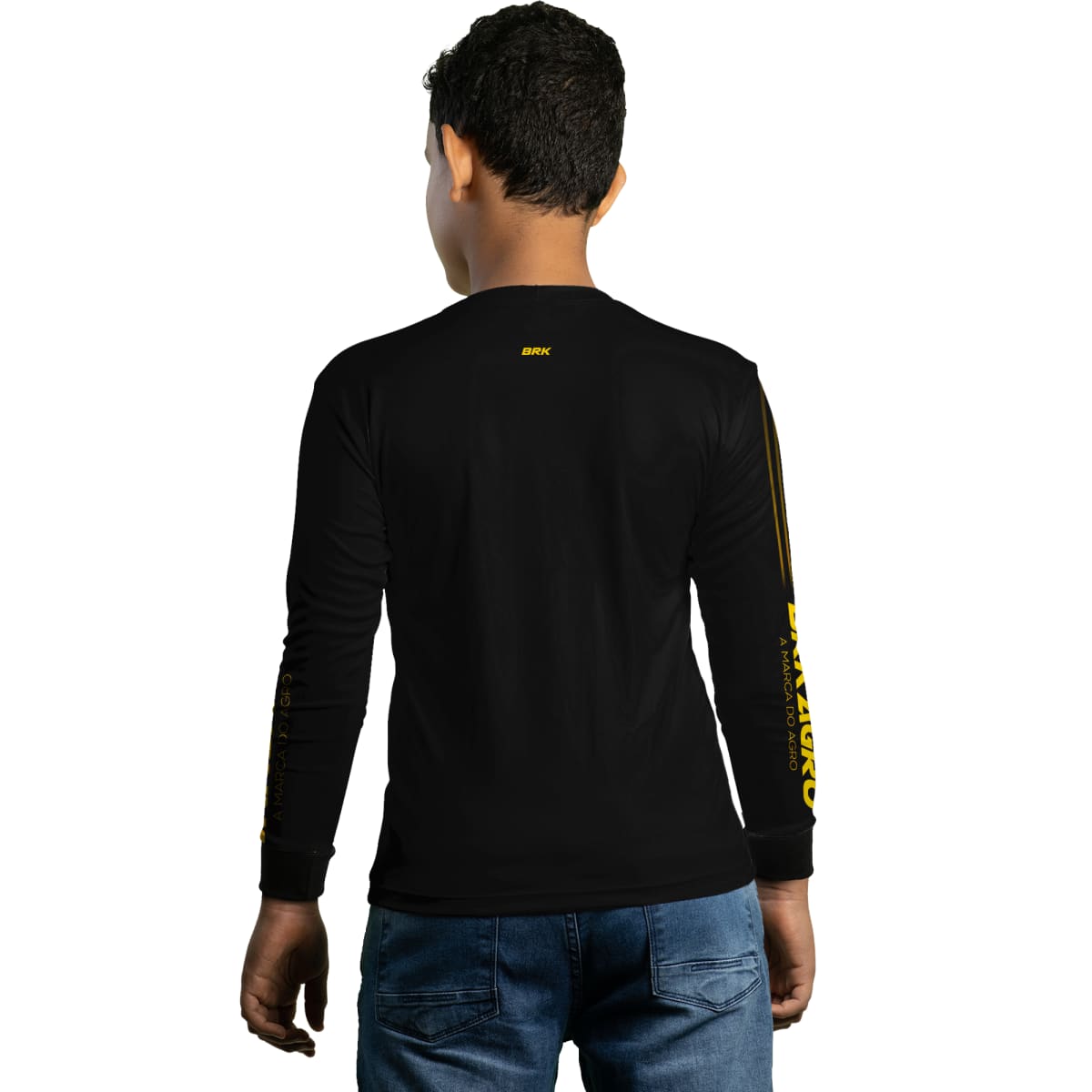Camisa Infantil Agro Brk Básica Preto e Amarelo com Proteção Solar UV50+ - Brk Agro