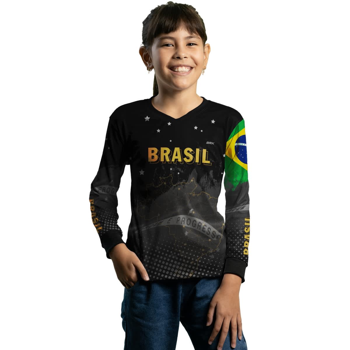 Camisa Agro Brk Brasil Preta com Proteção Solar UV50+ - Brk Agro