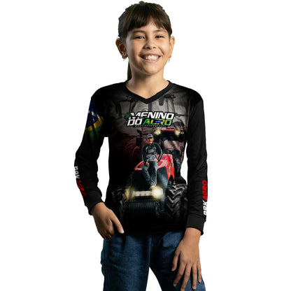 Camisa Agro Brk Menino do Agro Trator Vermelho com Proteção Solar UV50+ - Brk Agro