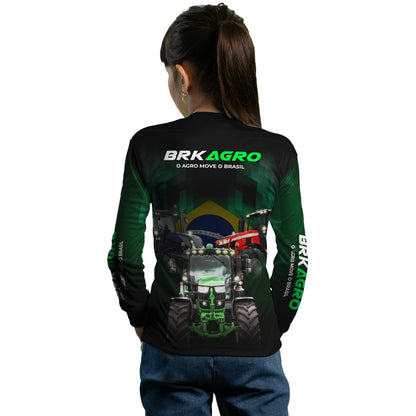 Camisa Agro Brk Preta Tratores com Proteção Solar UV50+ - Brk Agro