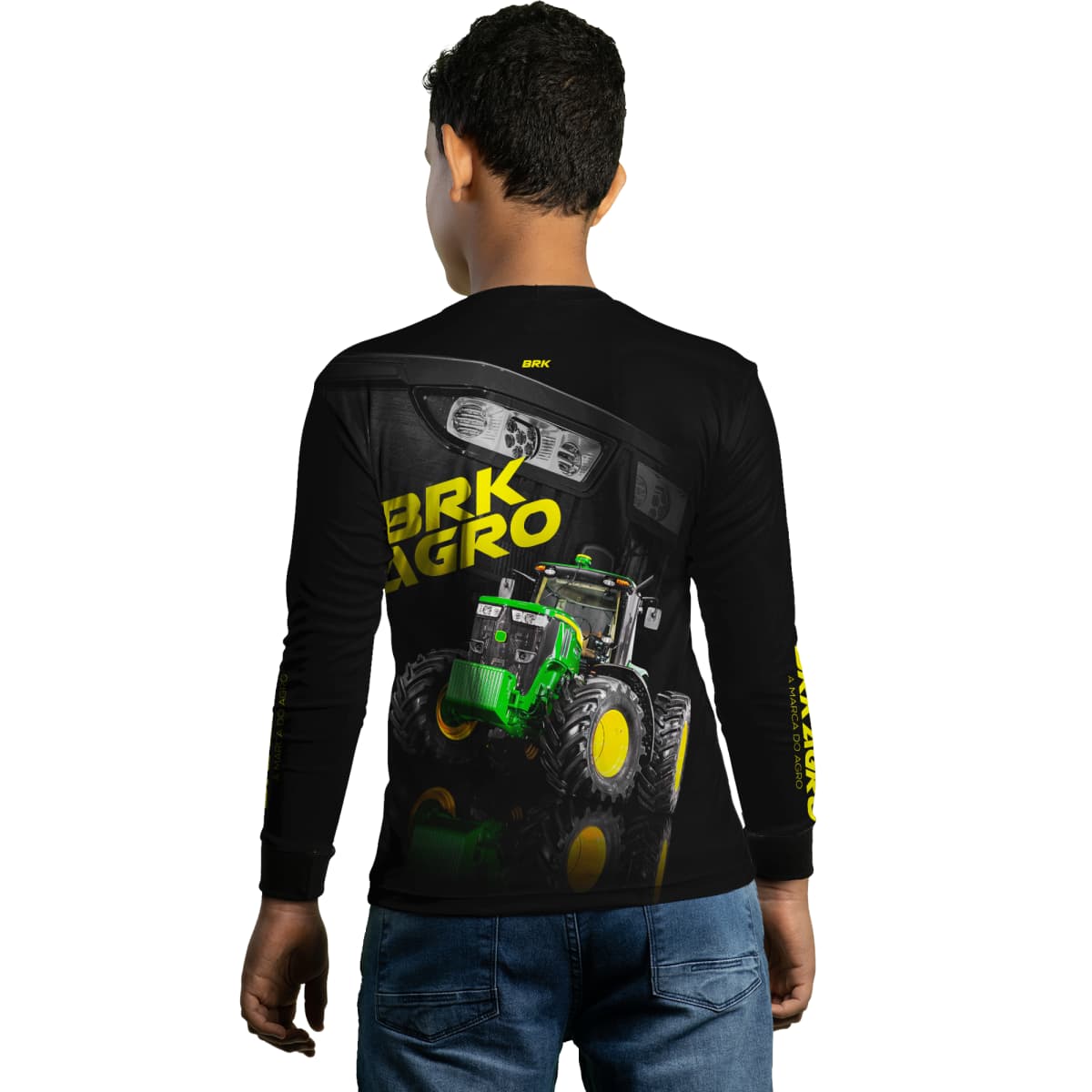 Camisa Agro Brk Trator 7M Verde e Preto com Proteção Solar UV50+ - Brk Agro