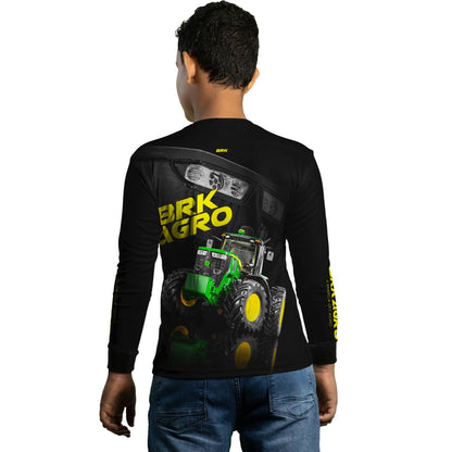 Camisa Agro Brk Trator 7M Verde e Preto com Proteção Solar UV50+ - Brk Agro