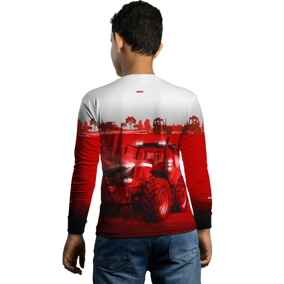 Camisa Branca e Vermelho Brk Agro Massey Ferguson Maquinário com Proteção Solar UV50+ - Brk Agro