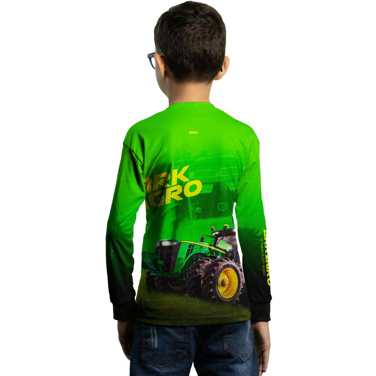 Camisa Agro Brk Trator 8250R Verde com Proteção Solar UV50+ - Brk Agro
