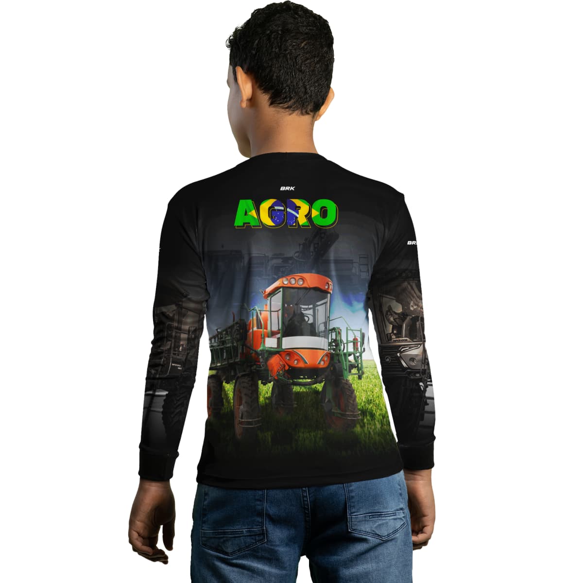 Camisa Agro Brk Pulverizador Trator Laranja com Proteção Solar UV50+ - Brk Agro