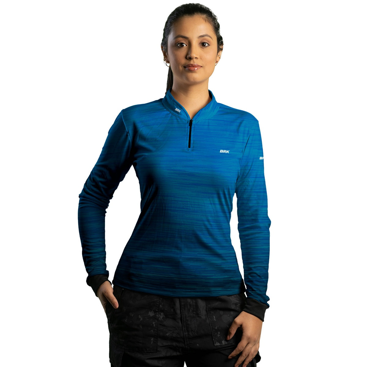 Camisa Feminina Agro Básica Brk Mescla Azul com Proteção Solar UV50+ - Brk Agro