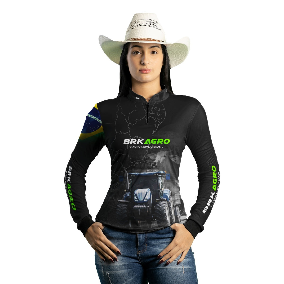 Camisa Agro Feminina Brk O Agro Move o Brasil com UV50+ - Brk Agro
