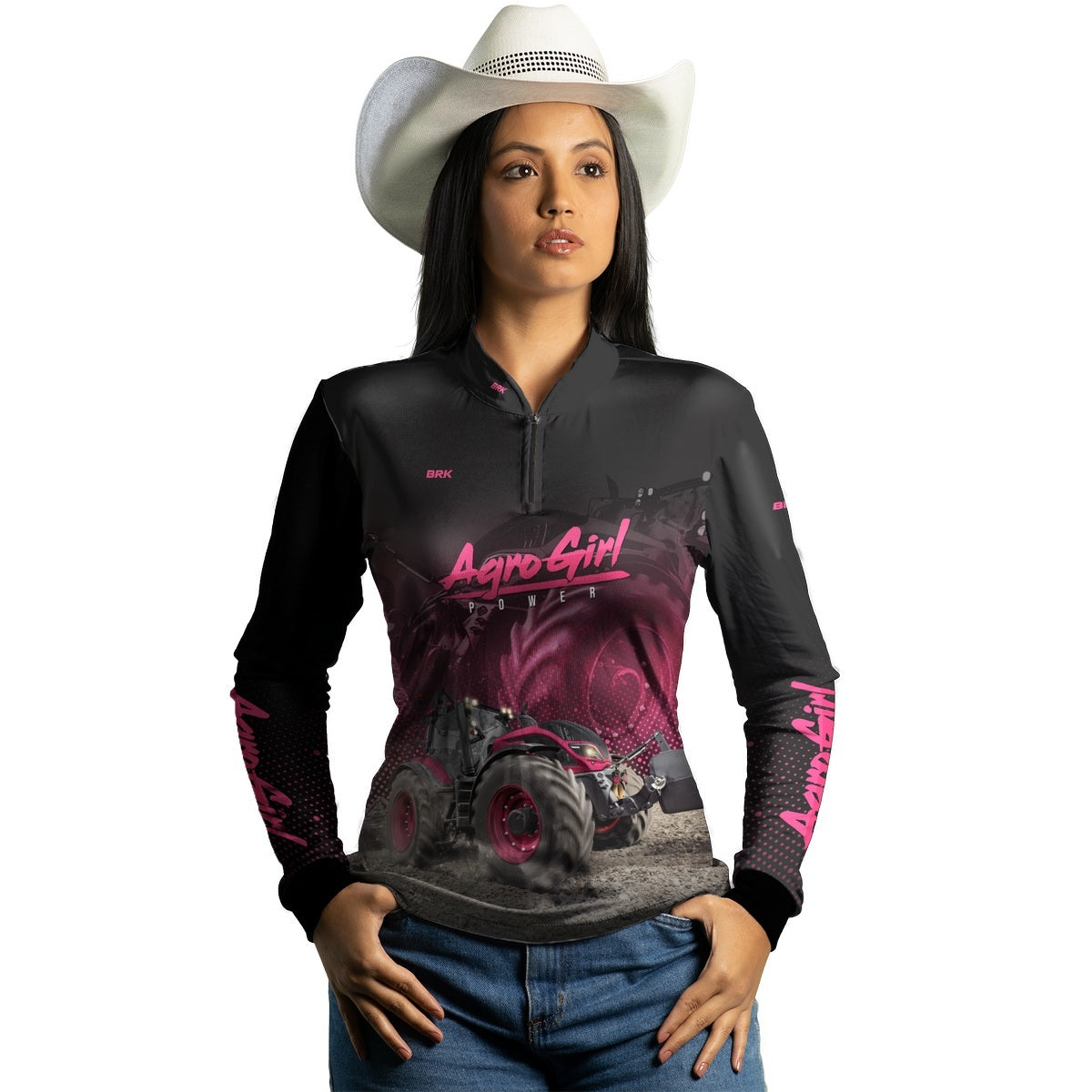 Camisa Agro Brk Agro Girl Power Rosa com Proteção Solar UV50+ - Brk Agro