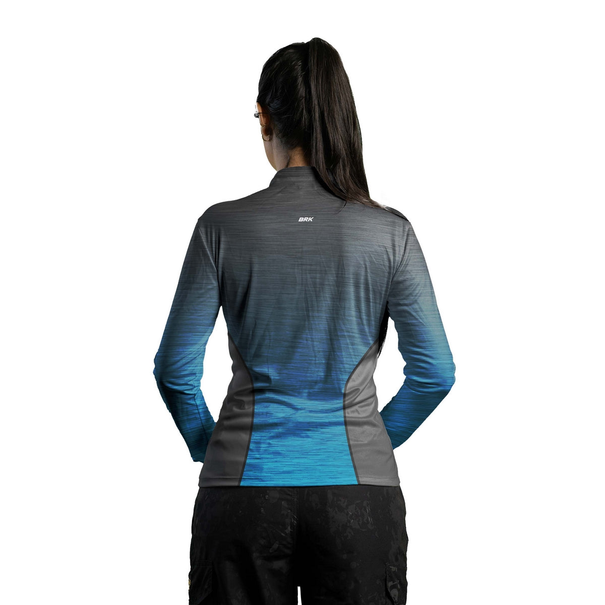 Camisa Feminina Agro Brk Mescla Cinza e Azul com Proteção Solar UV50+ - Brk Agro
