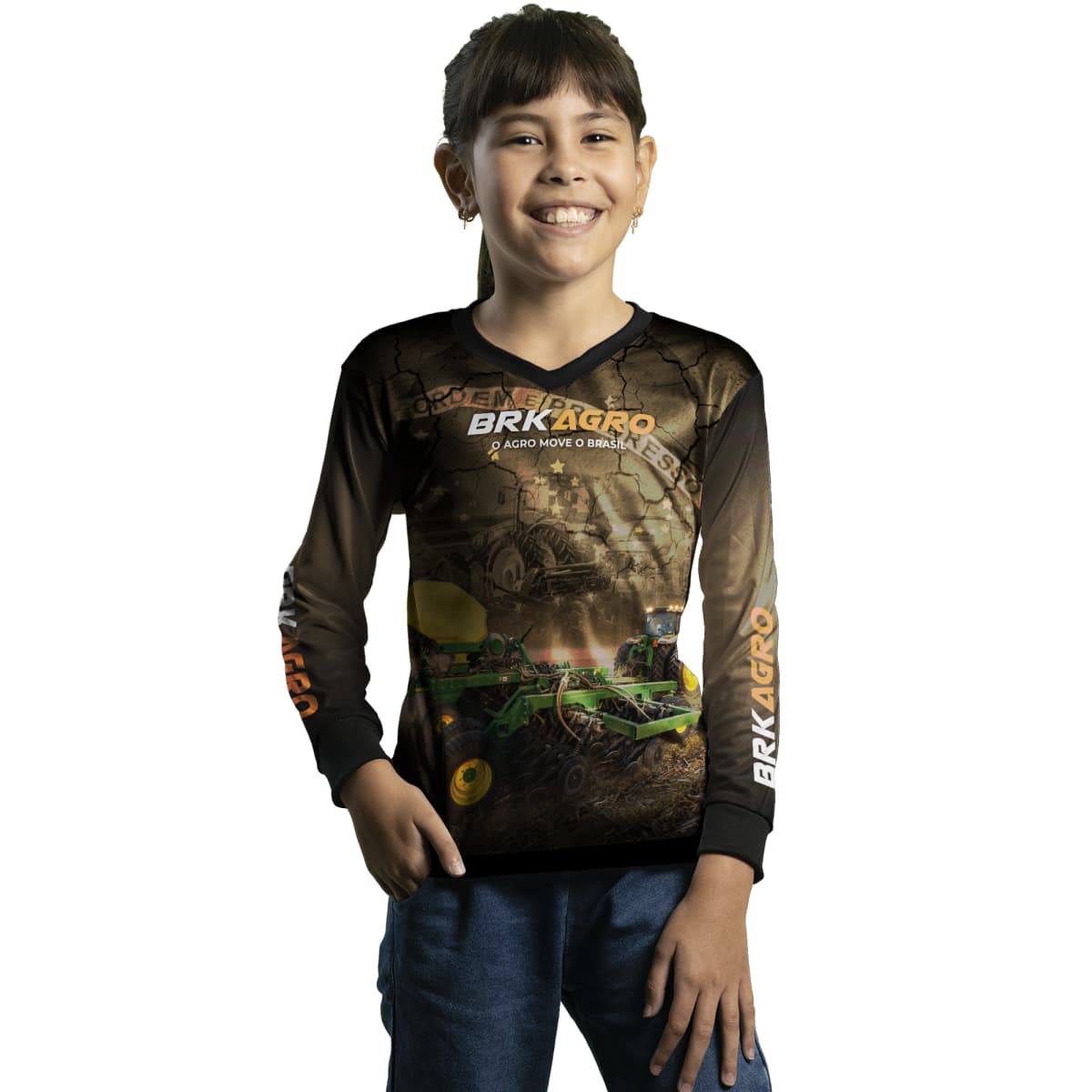 Camisa Agro Brk Plantadeira Marrom com Proteção Solar UV50+ - Brk Agro