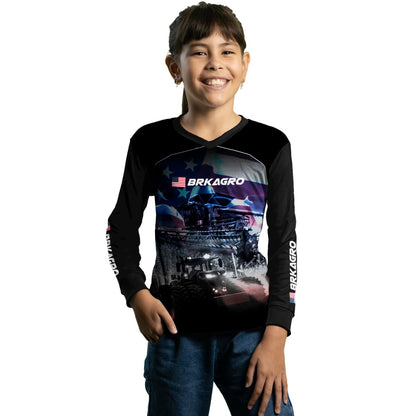 Camisa Agro Brk Veículos Agrícolas e Bandeira Estados Unidos com Proteção Solar UV50+ - BRK AGRO