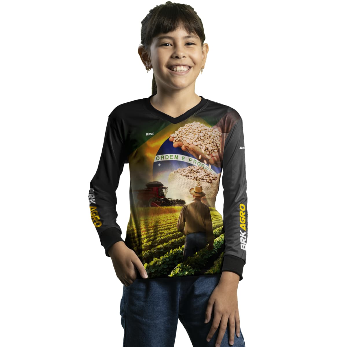 Camisa Infantil Agro Brk Plantação de Feijão com Proteção Solar UV50+ - Brk Agro