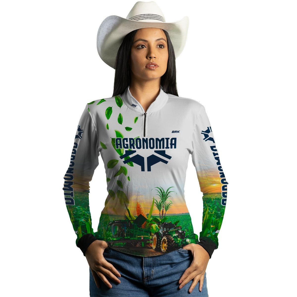 Camisa Agro Feminina Brk Agronomia Branca com Proteção Solar UV50+ - Brk Agro
