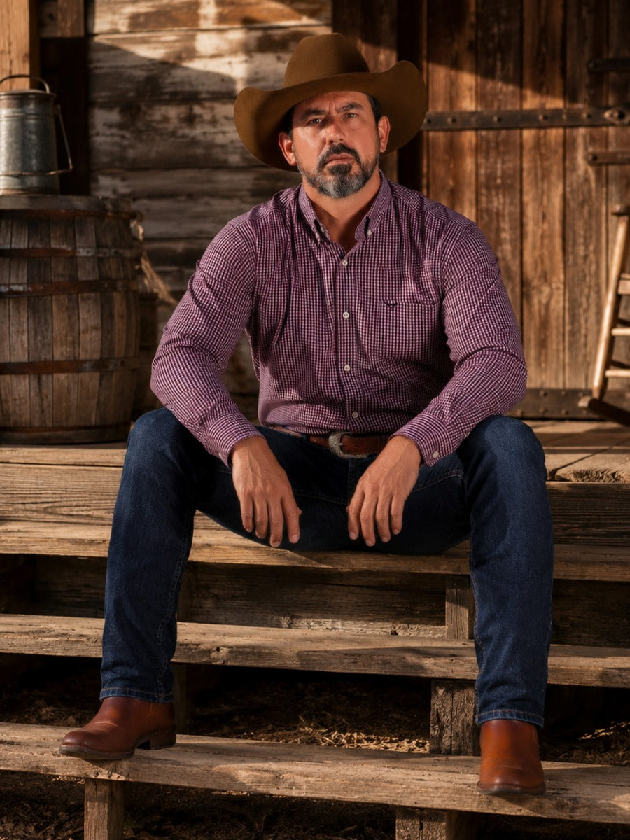 Camisa Xadrez Farm Preto e Rosa - Manga Longa - Brk Agro