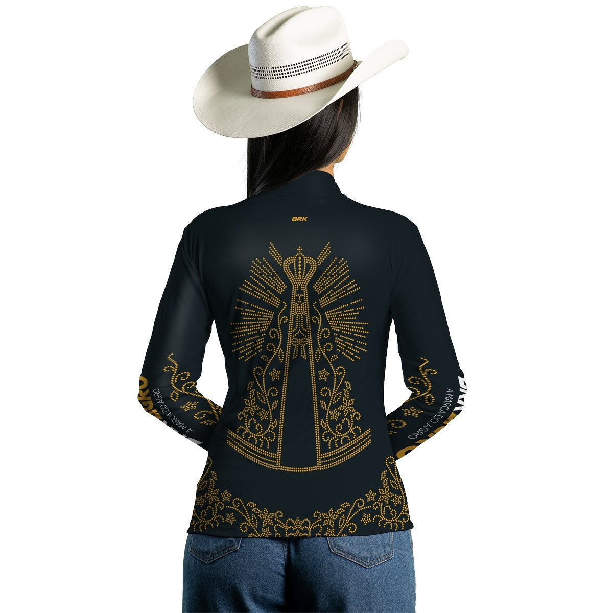 Camisa Agro Brk Feminina Nossa Senhora Strass com Proteção Solar UV50+ - Brk Agro