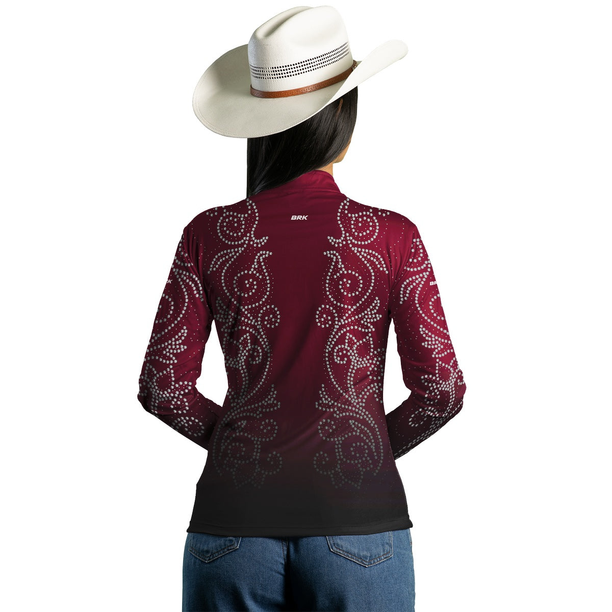 Camisa Feminina Country Agro Brk Boiadeira Vinho com UV50+ - Brk Agro