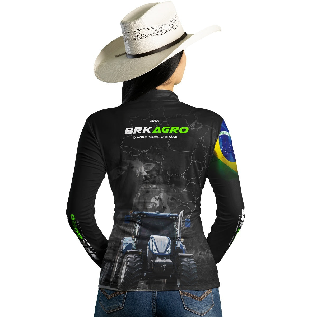 Camisa Agro Feminina Brk O Agro Move o Brasil com UV50+ - Brk Agro