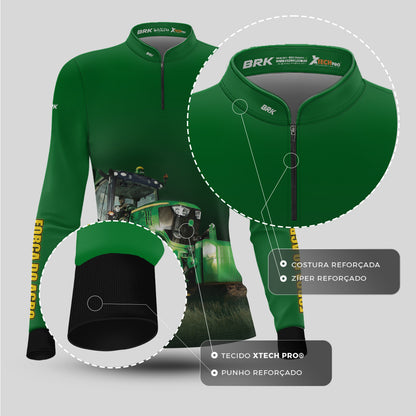Camisa Feminina Agro Brk Força do Agro Trator Verde com UV50+