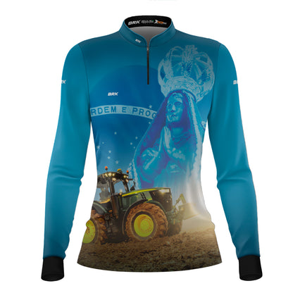 Camisa Agro Feminina Brk Padroeira Nossa Senhora com Proteção Solar UV50+ - Brk Agro