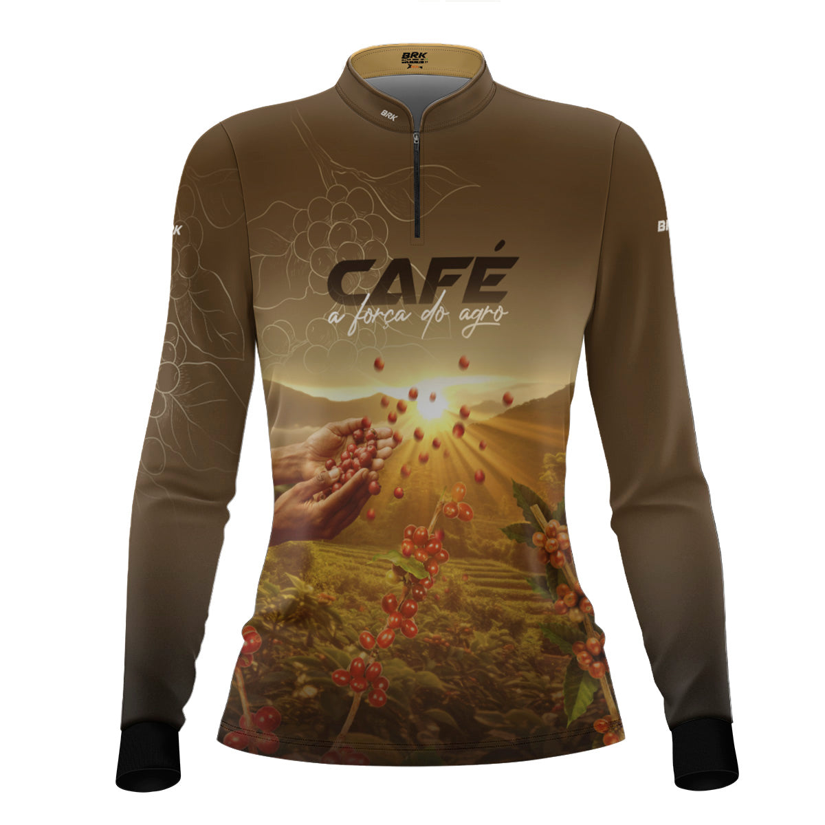 Camisa Agro Feminina Brk Café A Força do Agro com Proteção Solar UV50+ - Brk Agro