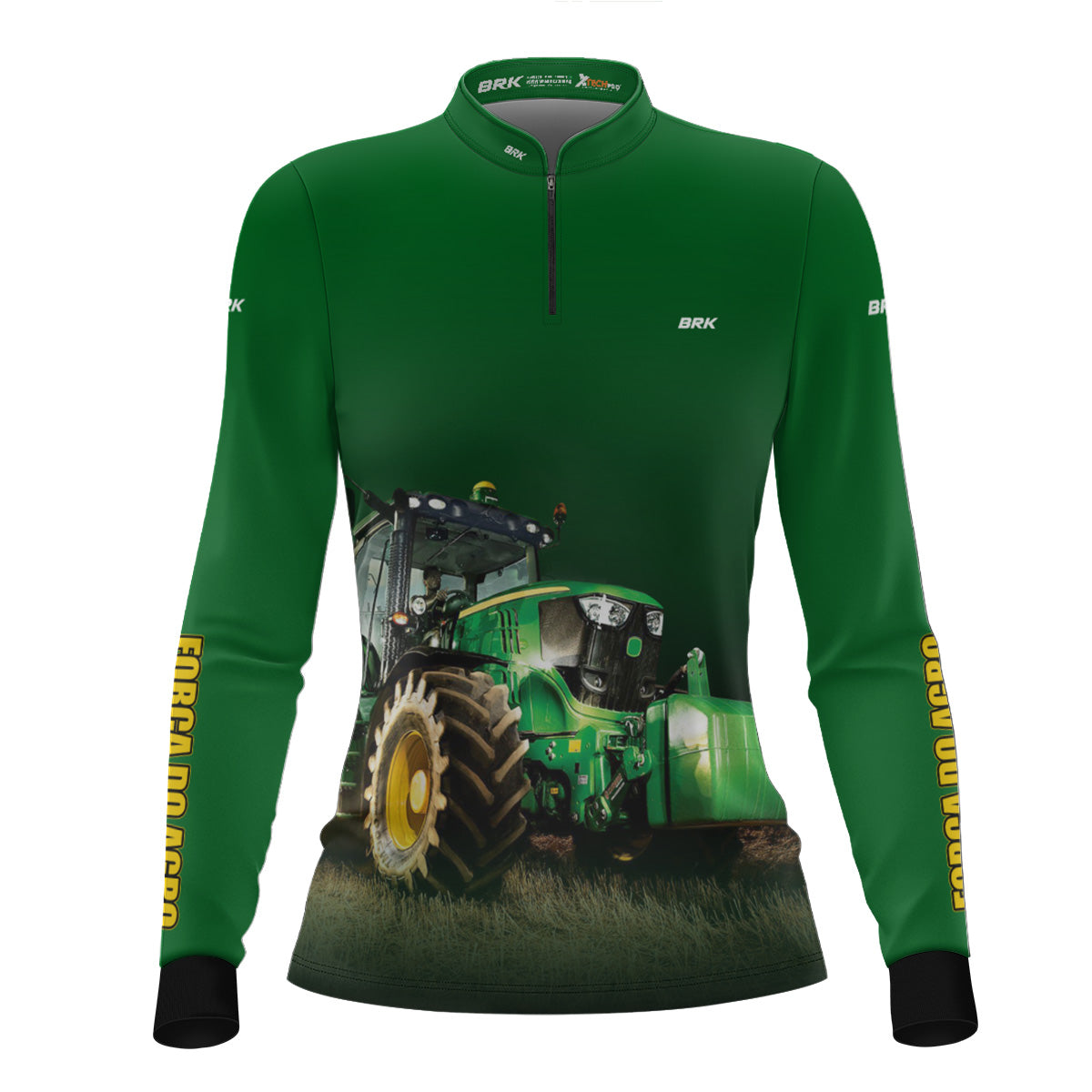 Camisa Feminina Agro Brk Força do Agro Trator Verde com UV50+ - Brk Agro