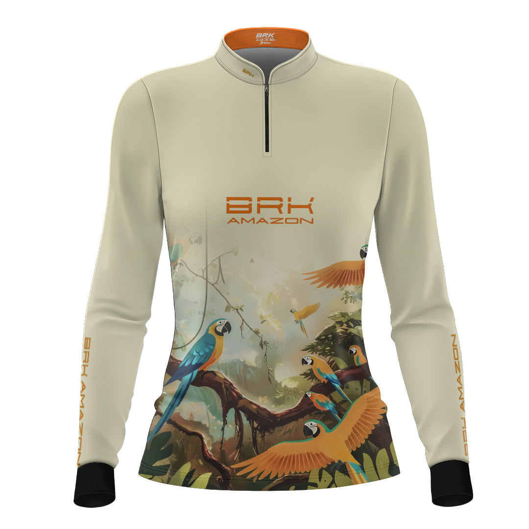 Camisa de Pesca Feminina Brk Amazon Araras com Proteção UV50