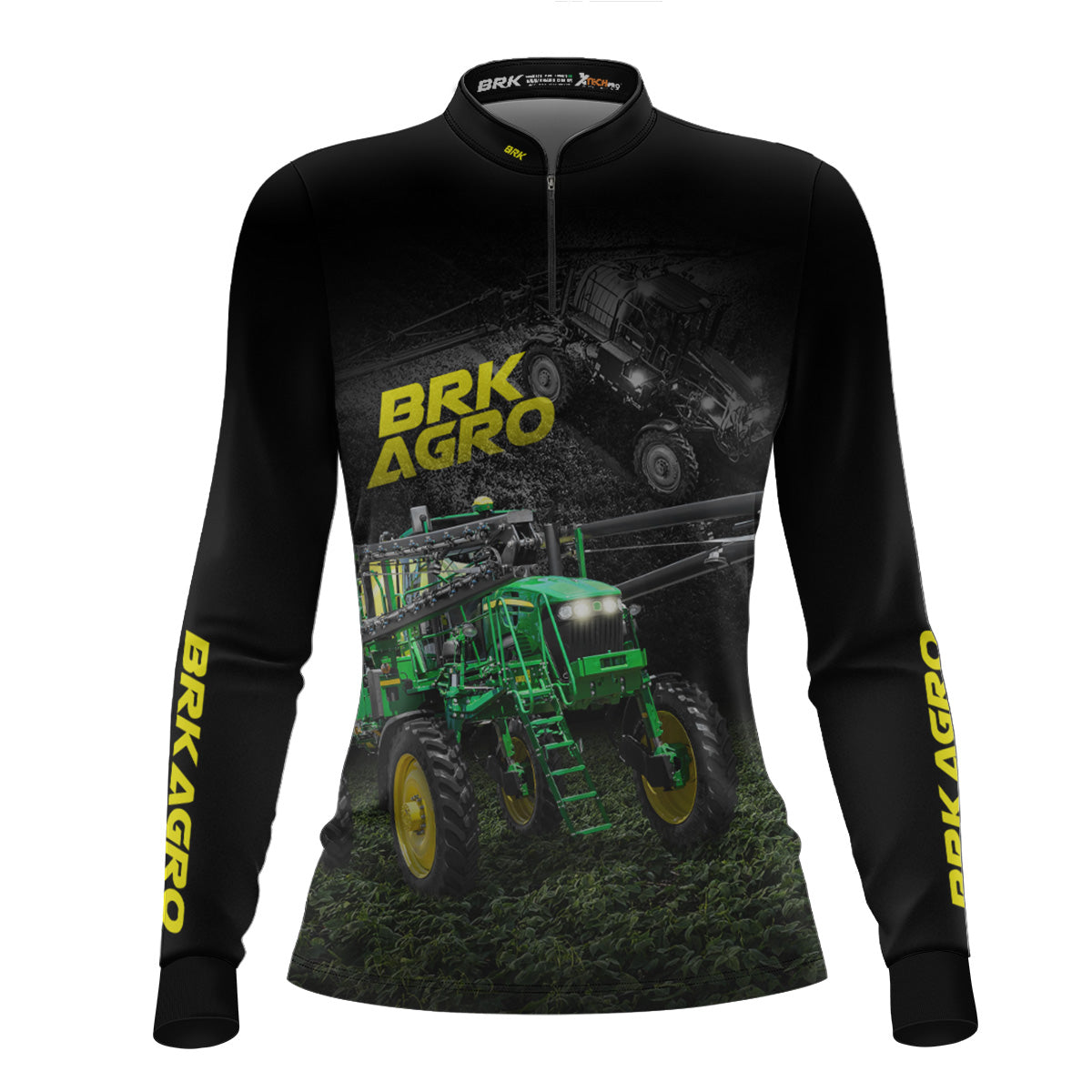 Camisa Agro Feminina Brk Trator Pulverizador M4000 Escura com Proteção Solar UV50+