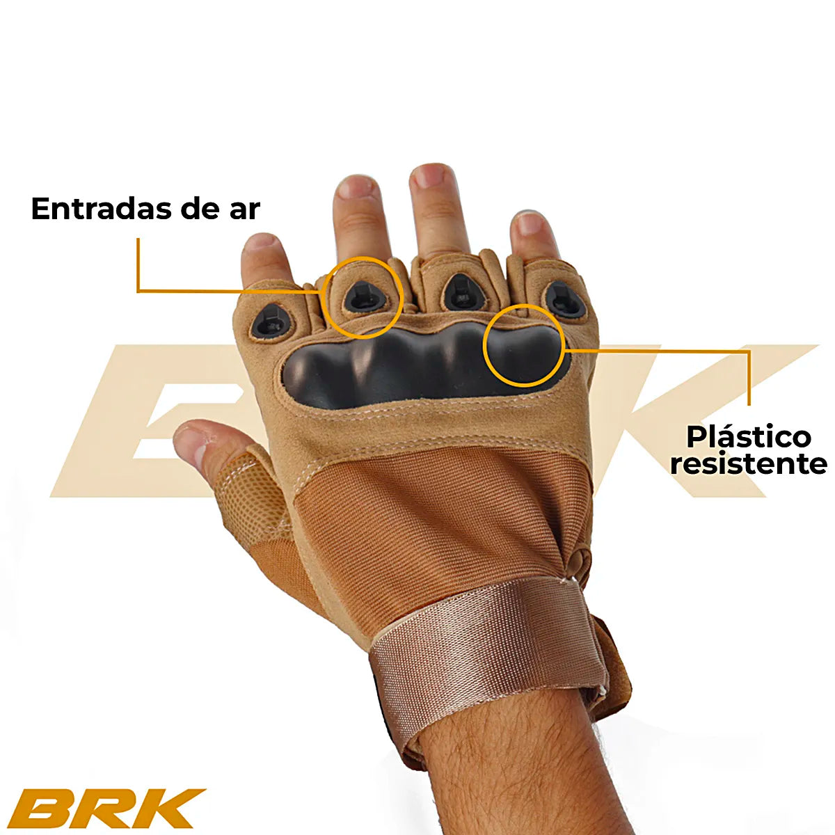 Luva Esportiva Tática Meio Dedo Dorsal - Brk Agro