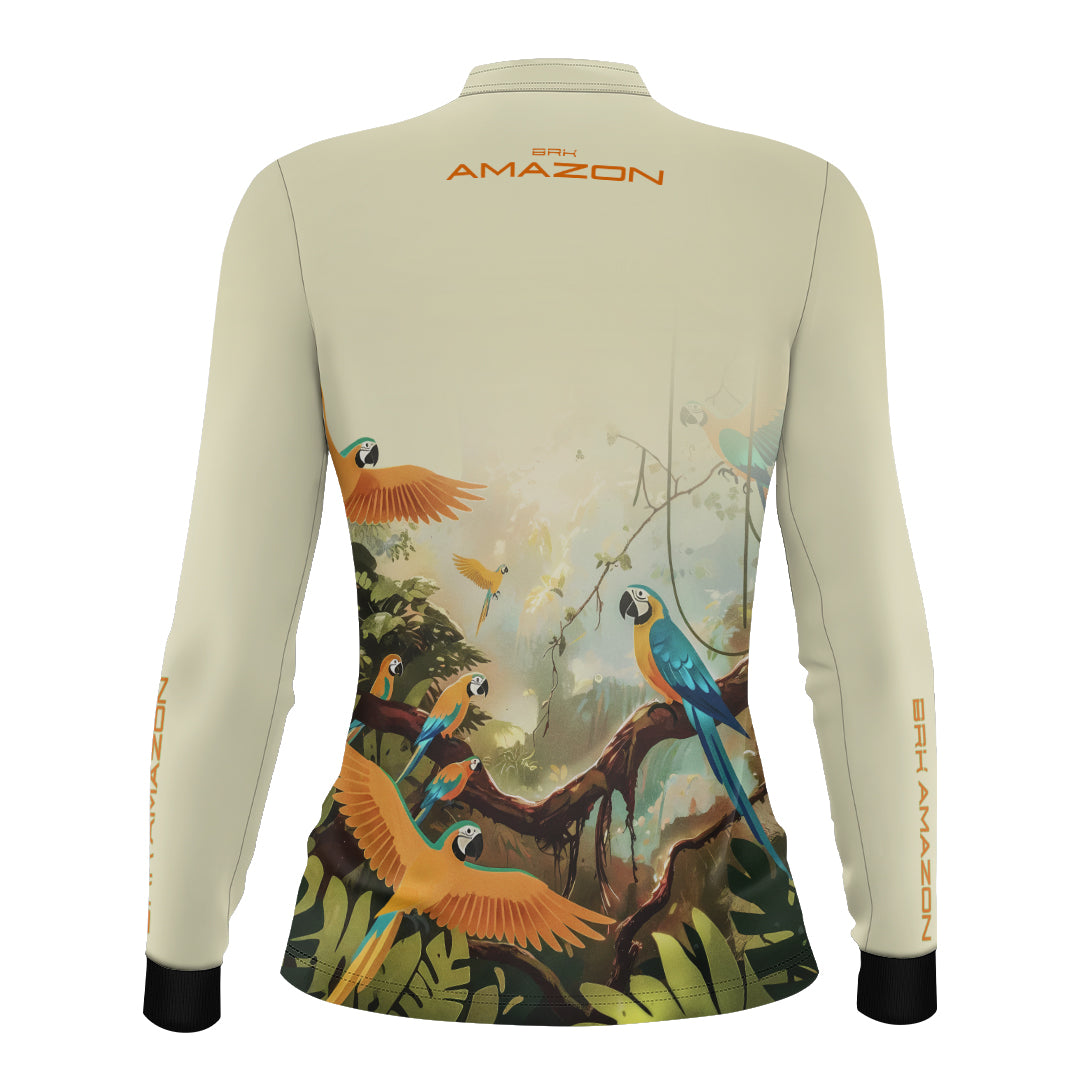Camisa de Pesca Feminina Brk Amazon Araras com Proteção UV50 - Brk Agro