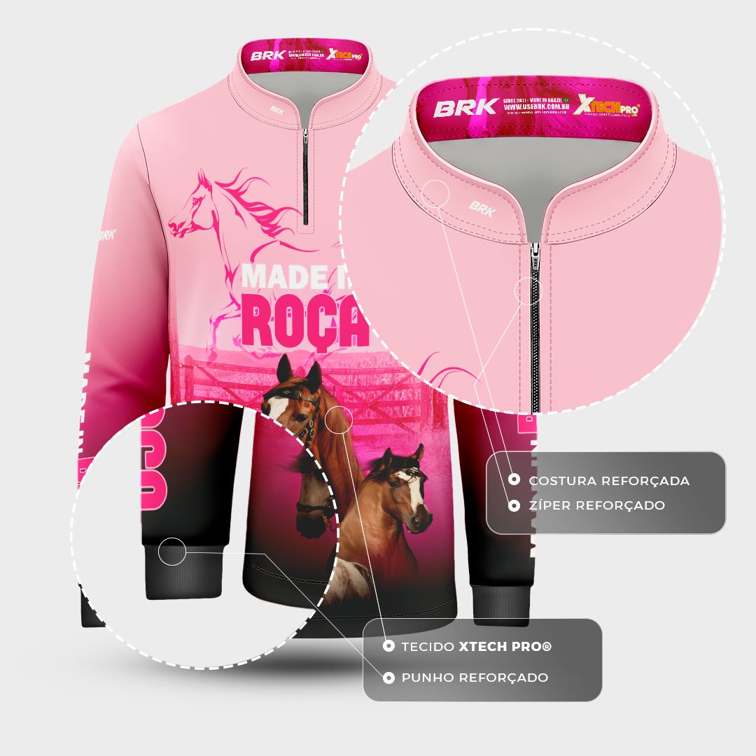 Camisa Infantil Feminina Agro Brk Made In Roça com Proteção Solar UV50+ - Brk Agro