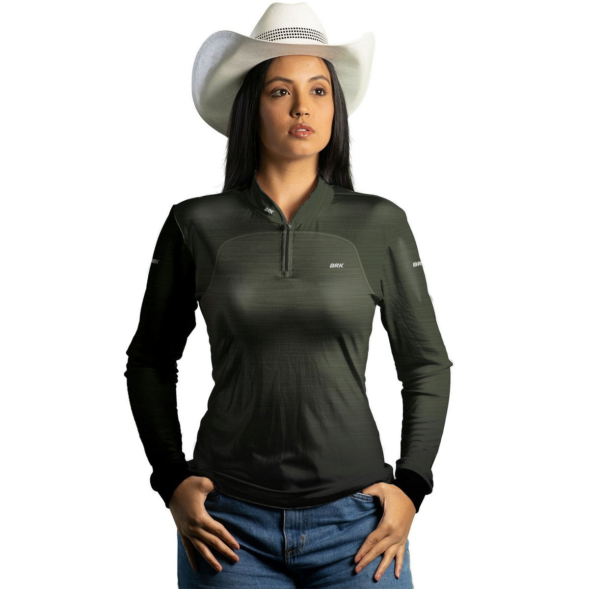 Camisa Agro Feminina Brk Mescla Verde com Proteção Solar UV50+ - Brk Agro