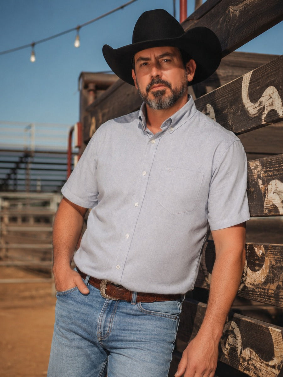 Camisa Xadrez Classic Azul Lavanda - Manga Curta - Brk Agro