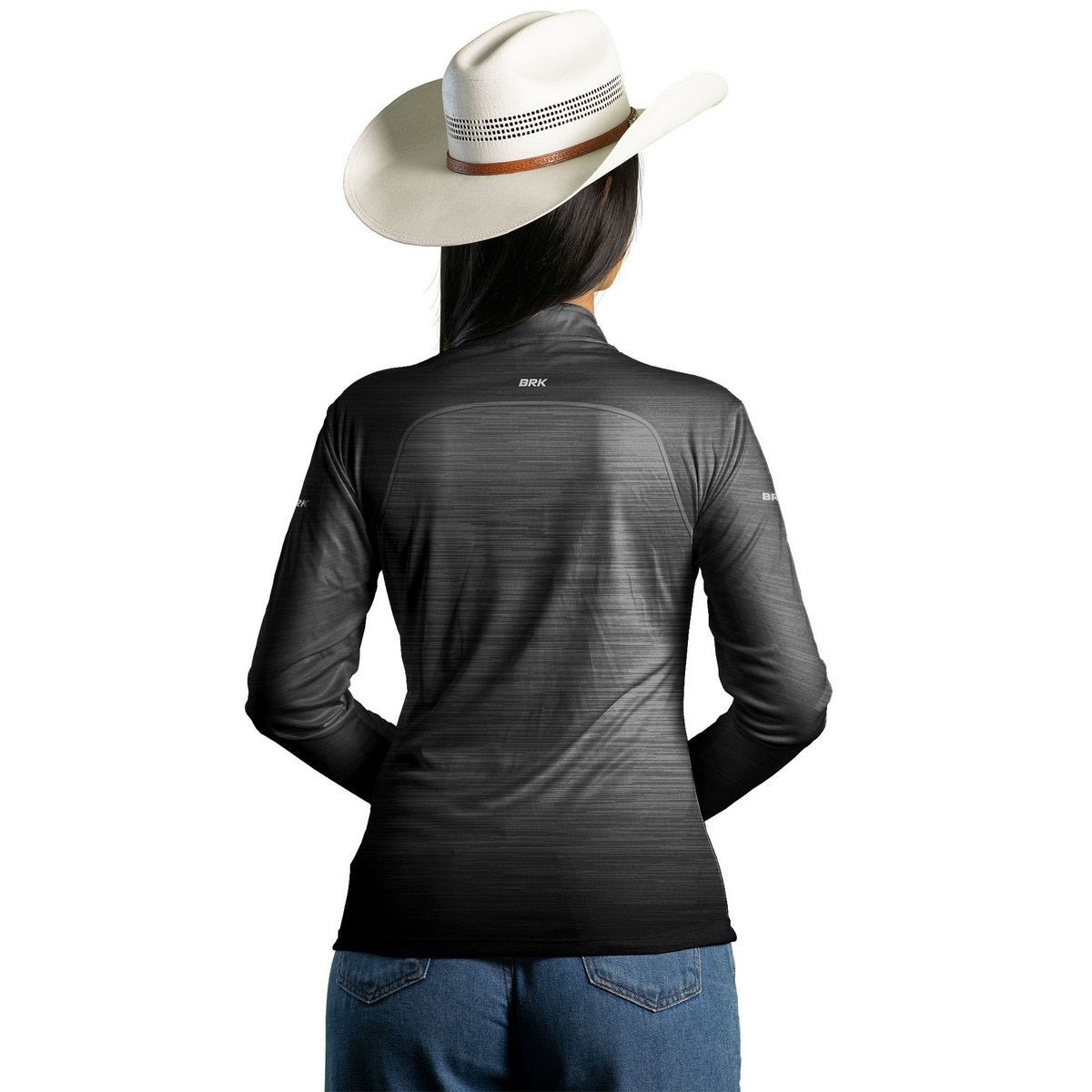 Camisa Agro Feminina Brk Mescla Preto Cinza com Proteção Solar UV50+ - Brk Agro