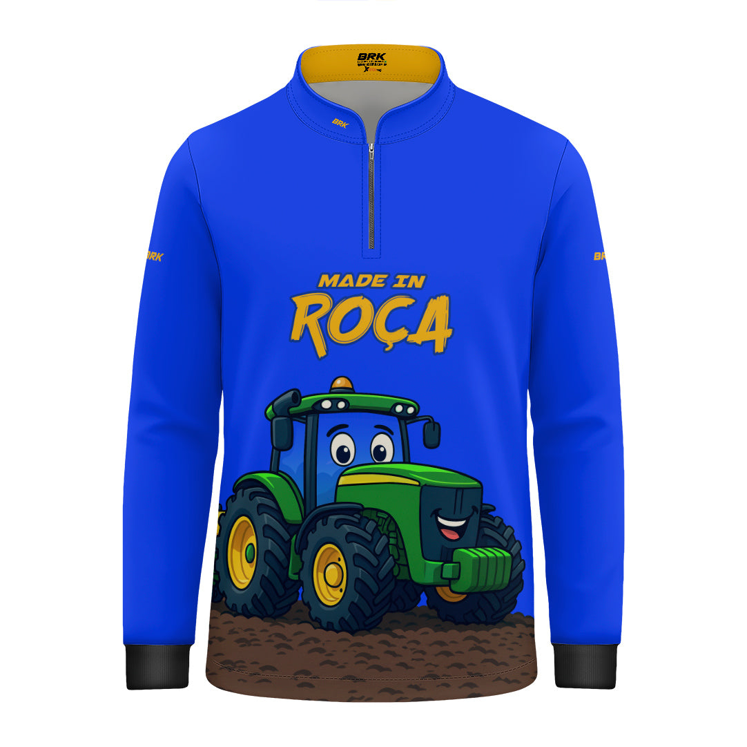 Camisa Agro Kids Brk Azul Made in Roça com Proteção UV50 + Brinde - Brk Agro