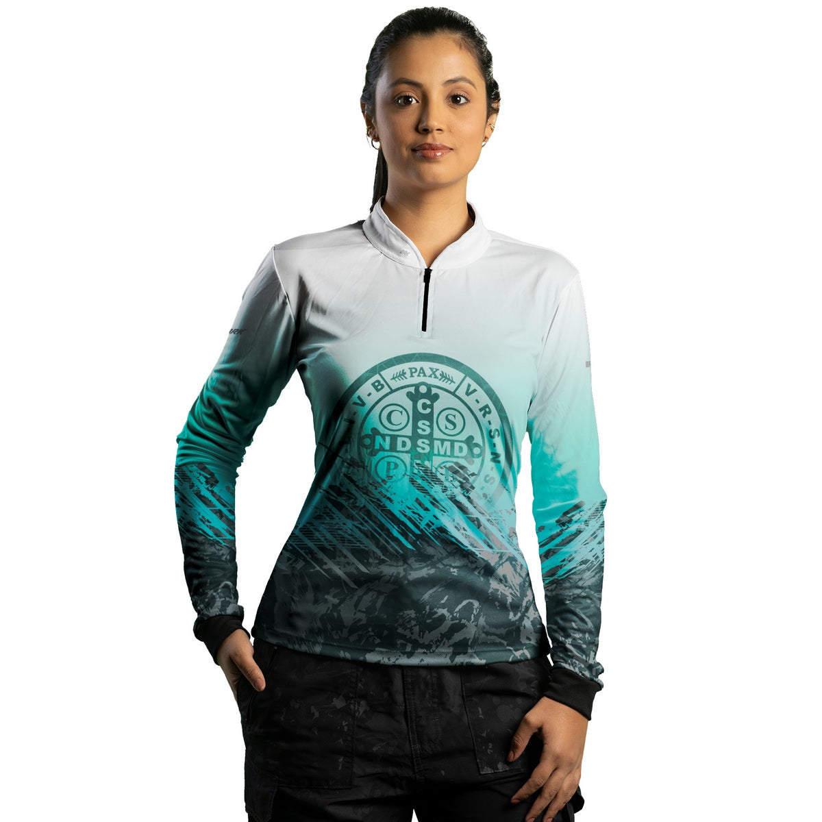 Camisa Feminina Agro Brk São Bento Ciano Claro com Proteção Solar UV50+ - Brk Agro